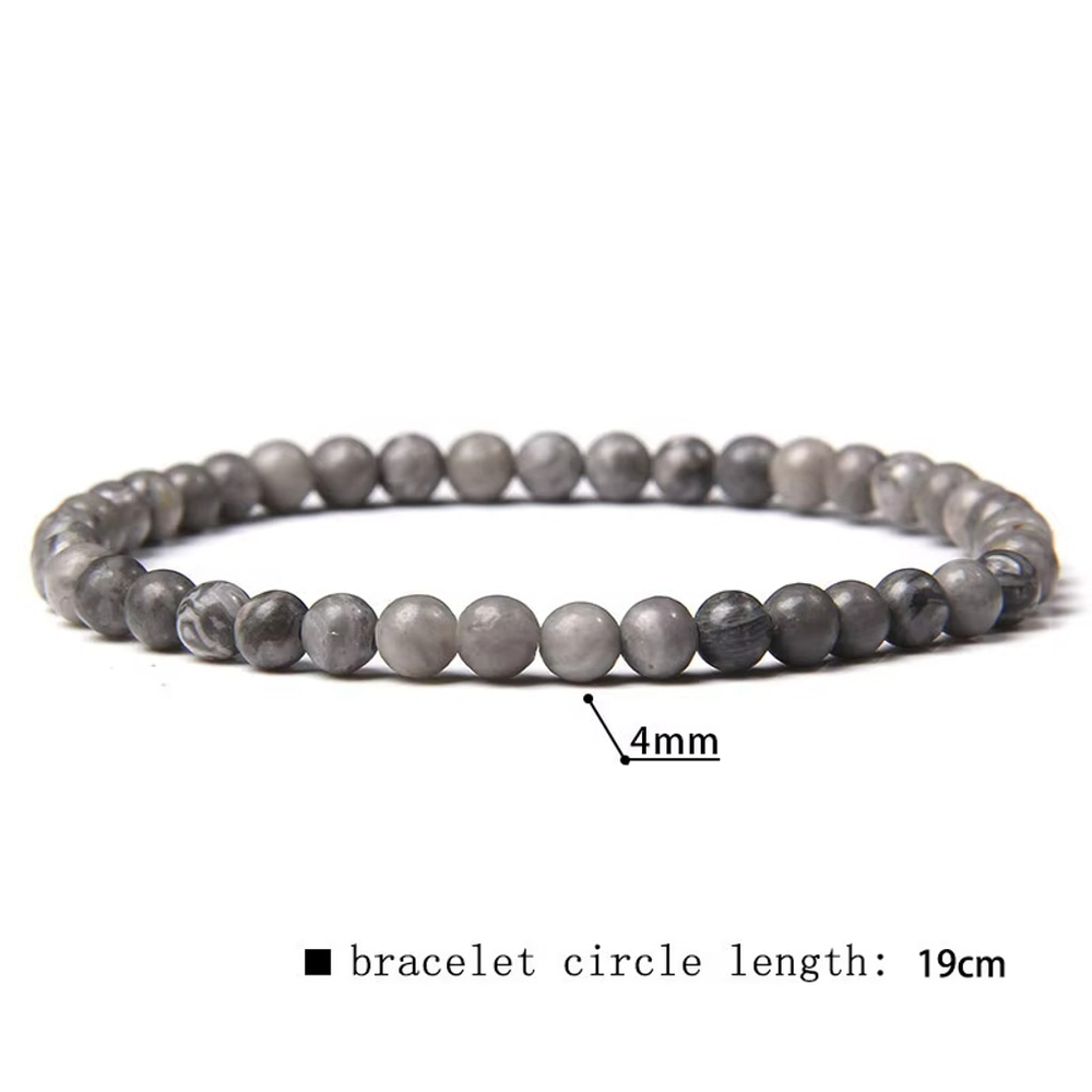 4mm Map Stone Stretchy Gemstone Beaded Bracelet / Jewelry NWT